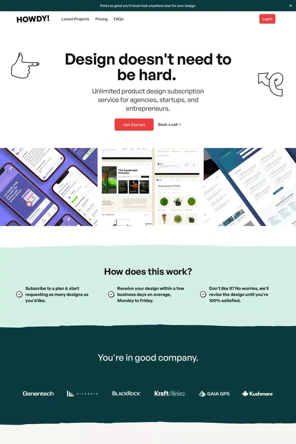 Howdy | Unlimited Product Design Subscription - website design inspiration