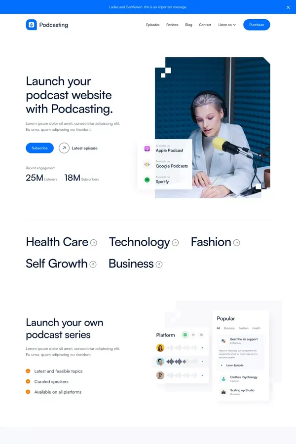 Podcasting - Webflow Website Template - Template design inspiration