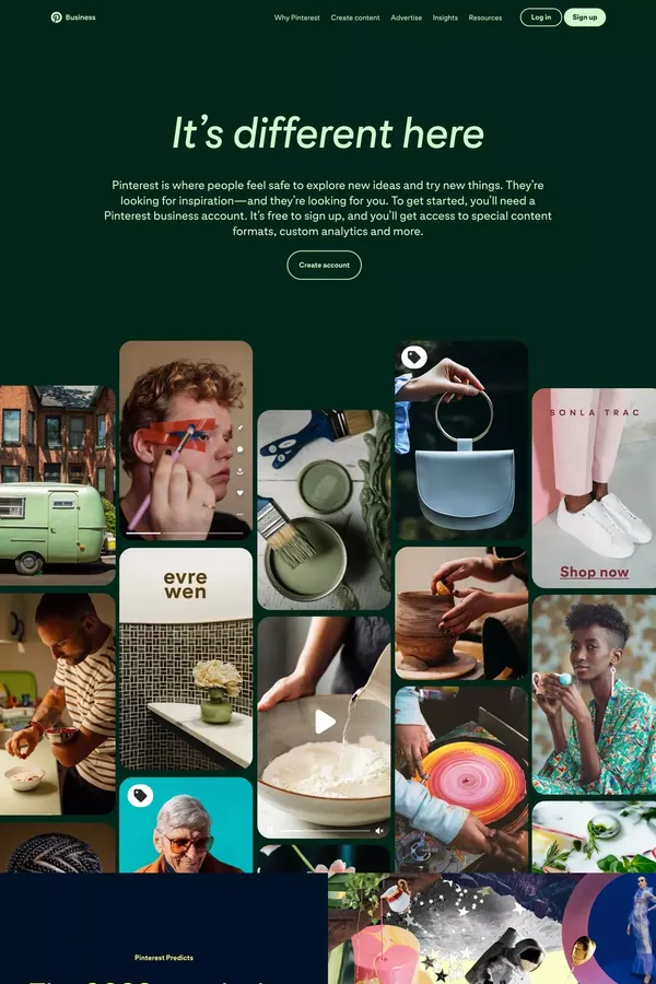 Marketing on Pinterest | Pinterest Business - Landing design inspiration