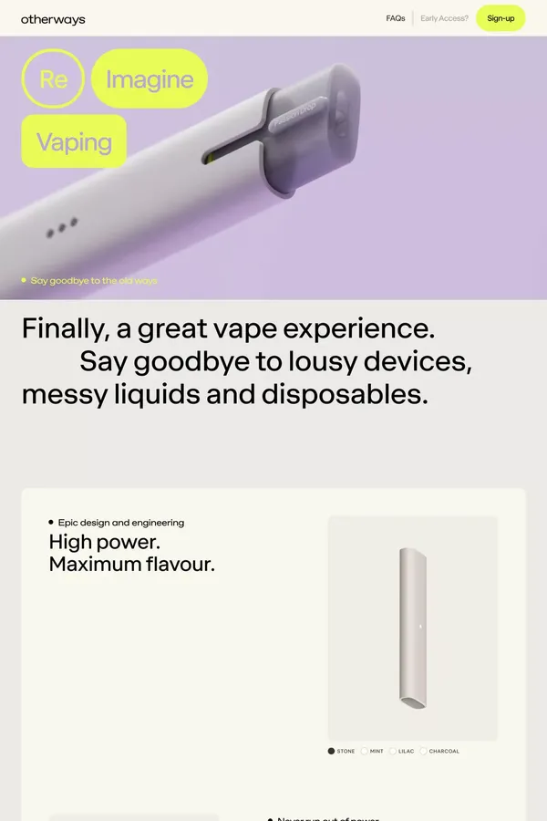 Otherways - Reimagine Vaping - Landing design inspiration