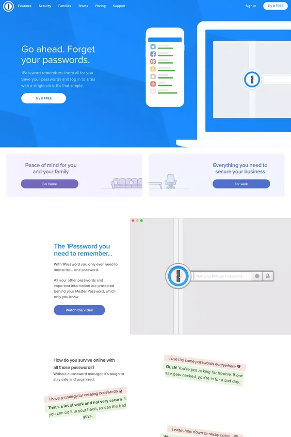 1Password - Landing design inspiration