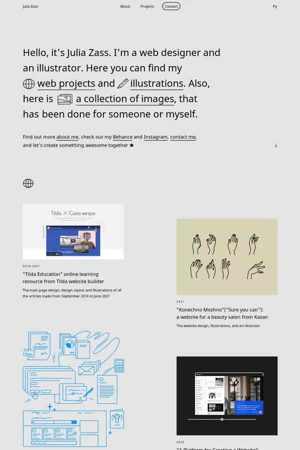 Julia Zass - website design inspiration