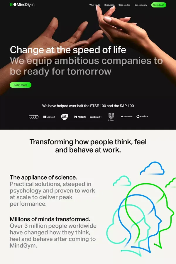 Psychology Based Organisational Transformation | MindGym UK - Landing design inspiration
