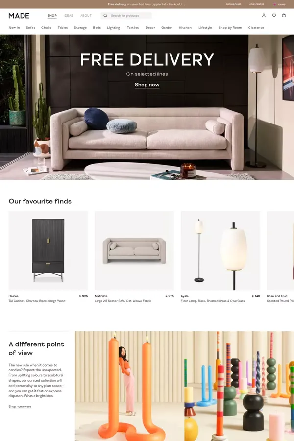 MADE.com: Design Furniture & Accessories - Ecommerce design inspiration