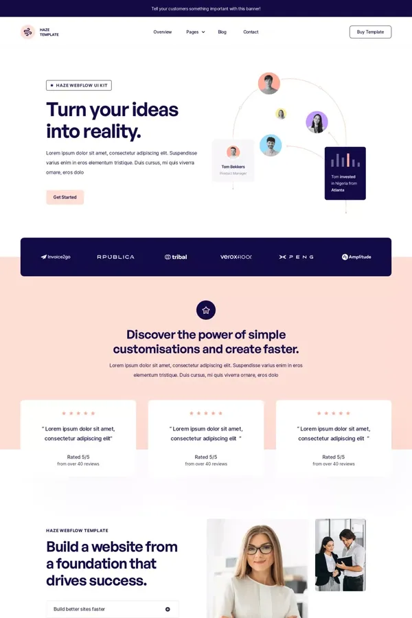 Haze - Webflow Website Template - Template design inspiration