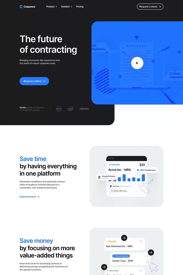 The future of contracting | Cequence - Landing design inspiration