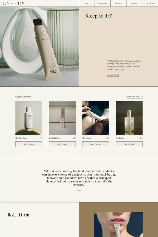 Tenoverten - the power of the perfect ten - Ecommerce design inspiration