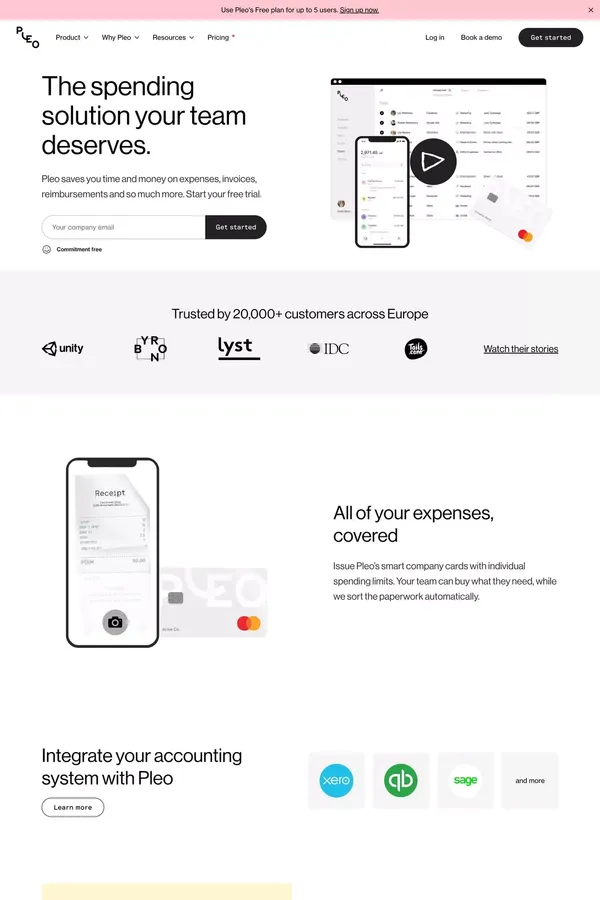 Smarter spending for your business - Pleo - Landing design inspiration
