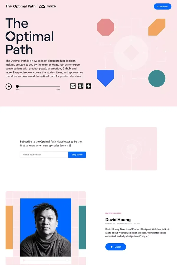 The Optimal Path Podcast | Maze - Landing design inspiration