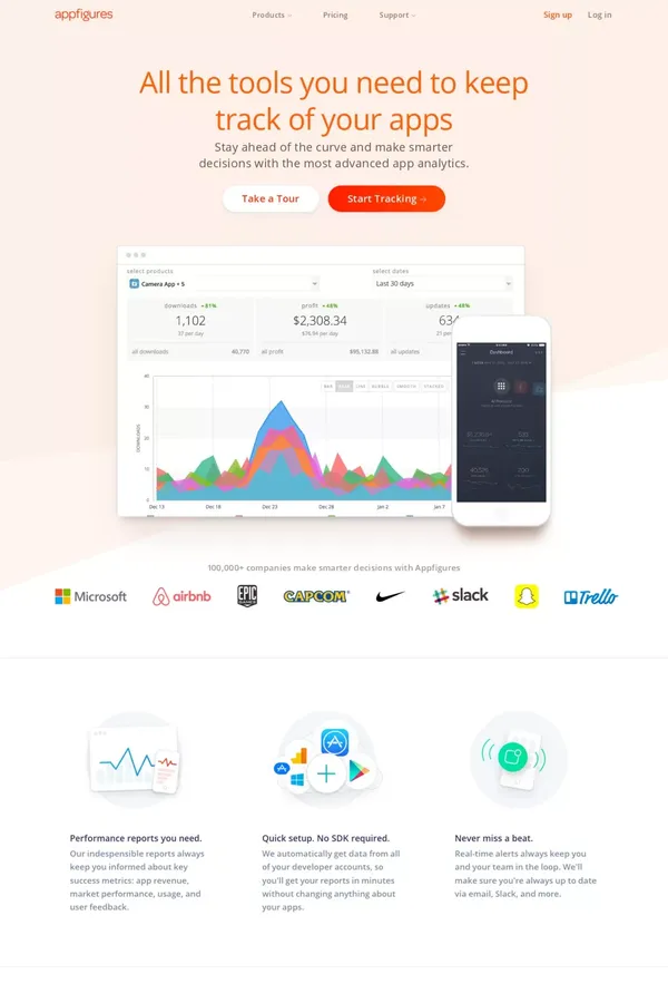 	App Store Analytics by Appfigures - Landing design inspiration