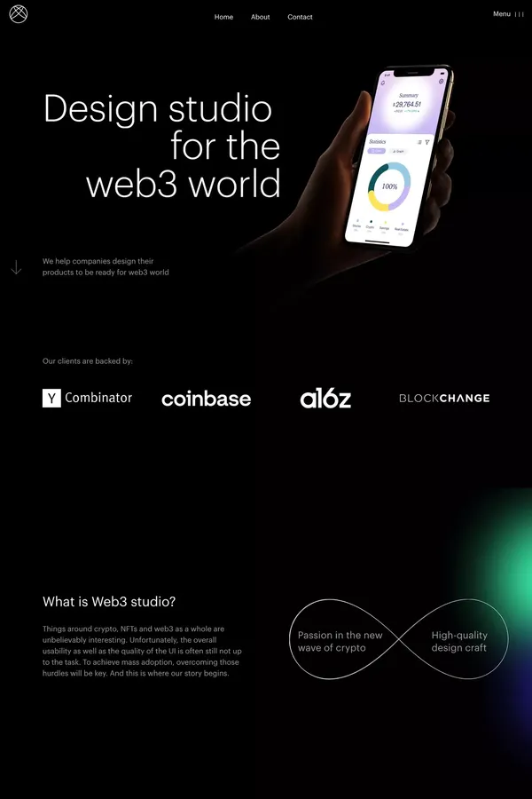 Crypto & Web3 design studio - Portfolio design inspiration