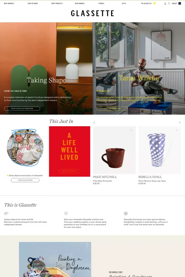 Glassette | Unique objects for home and for life - Ecommerce design inspiration