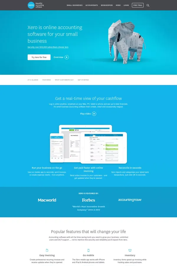 Accounting Software & Online Bookkeeping | Xero - Landing design inspiration