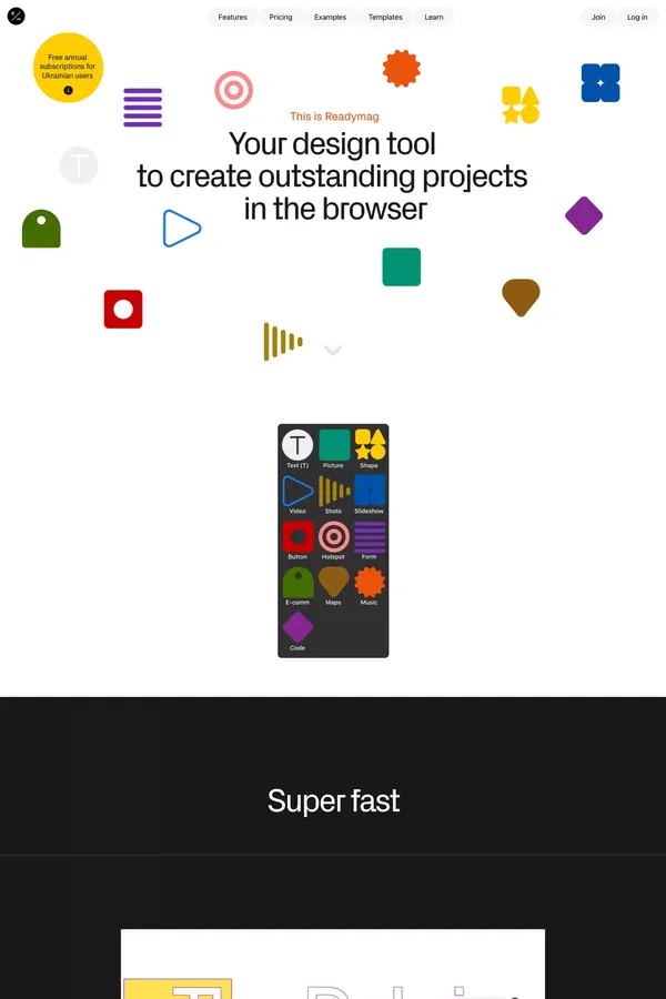 Readymag—a design tool to create websites without coding - Landing design inspiration