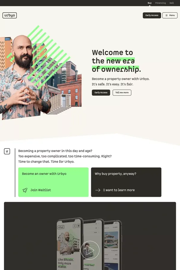 Urbyo: the new era of ownership - Landing design inspiration