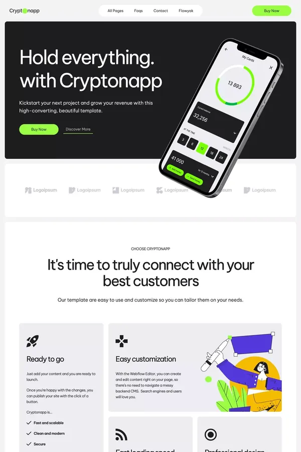 Cryptonapp - Webflow Website Template - Template design inspiration