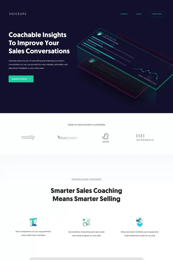 VoiceOps / Unlock Your Call Data - Landing design inspiration