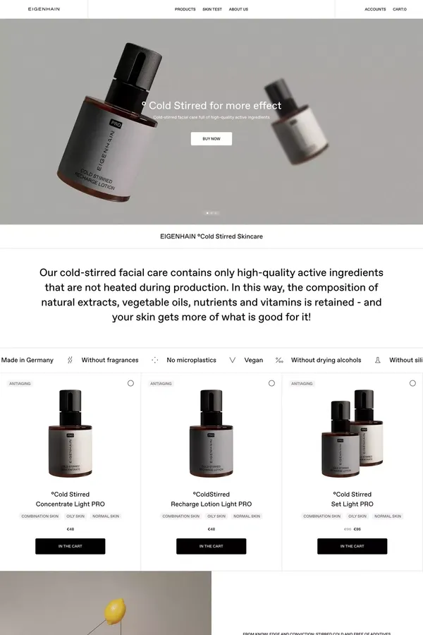 EIGENHAIN Skincare - Ecommerce design inspiration