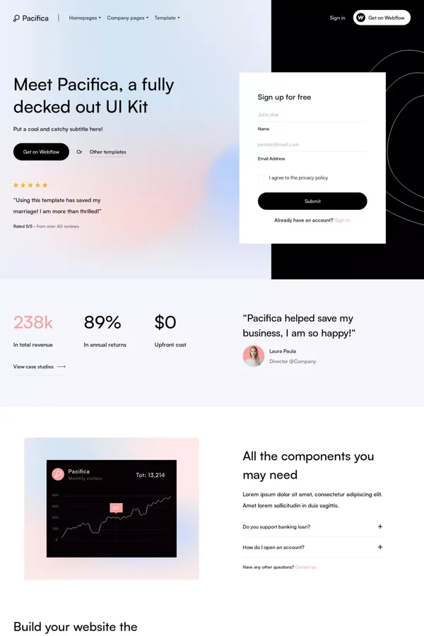 Pacifica - Webflow Website Template - Template design inspiration