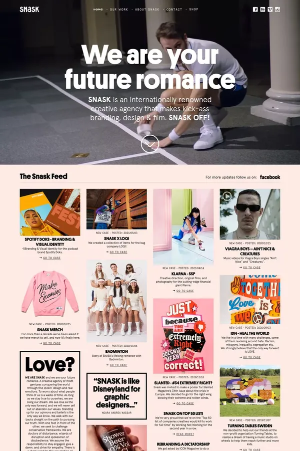Internationally renowned brand, design & communication agency - Snask - Portfolio design inspiration