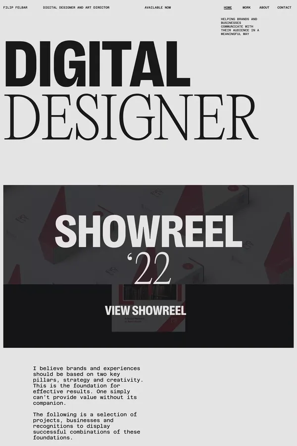 Filip Felbar - Digital Designer & Art Director - Portfolio design inspiration