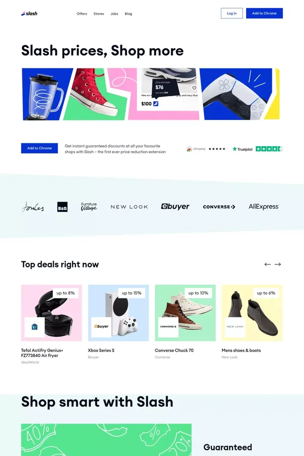 Slash | Instant price reduction for your shopping - website design inspiration