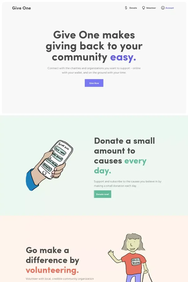 https://give-one.org/ - Landing design inspiration