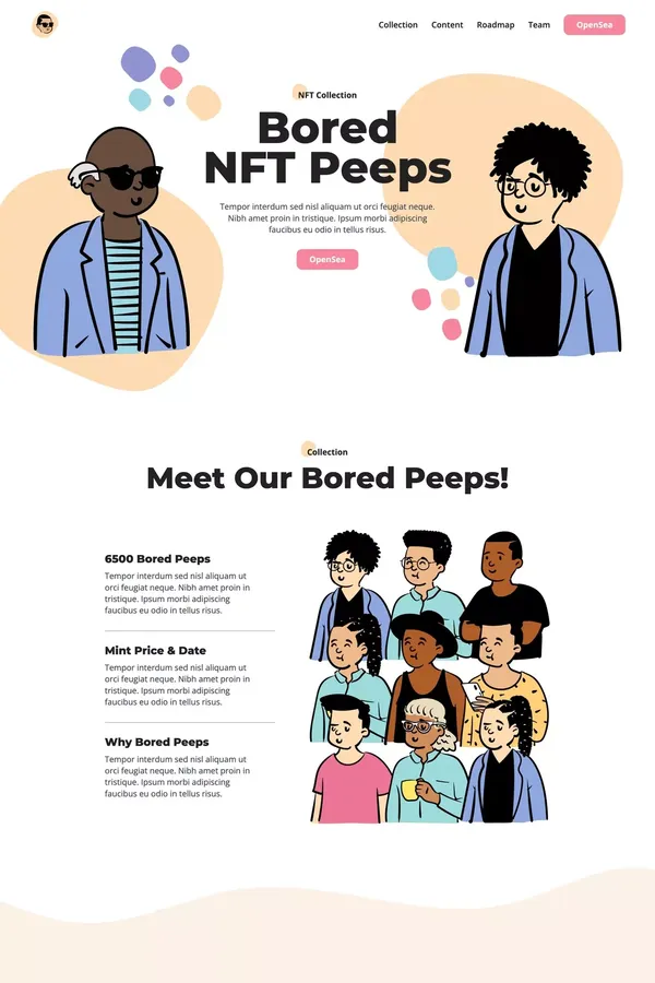 NFT Peeps - Webflow Website Template - Template design inspiration