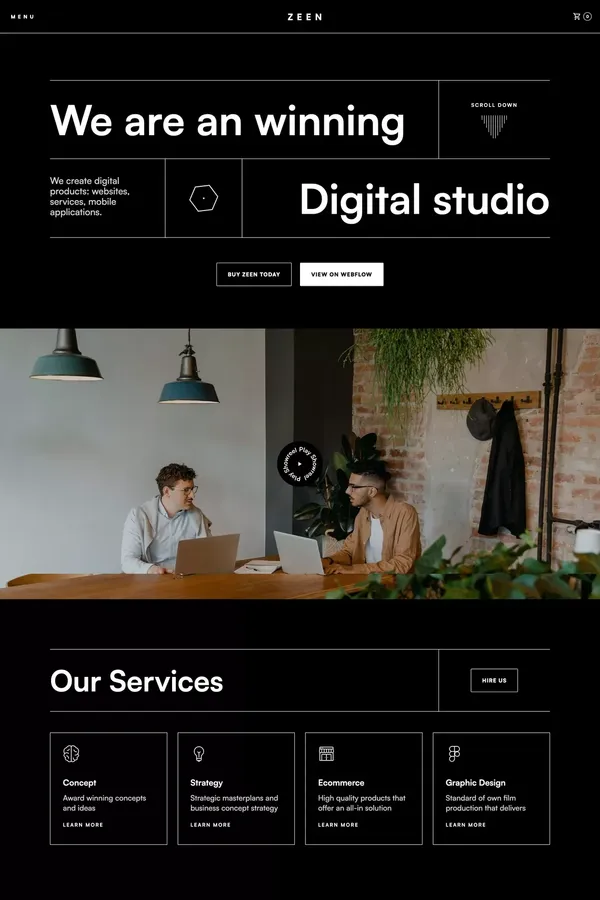 Zeen - Webflow Website Template - Template design inspiration