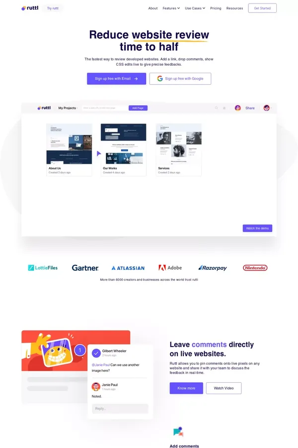 #1 Online website feedback tool 🔥 | Ruttl - website design inspiration