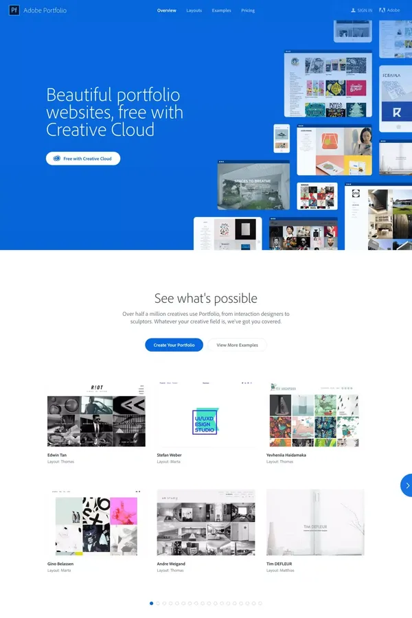 Adobe Portfolio | Build your own personalized website - Landing design inspiration
