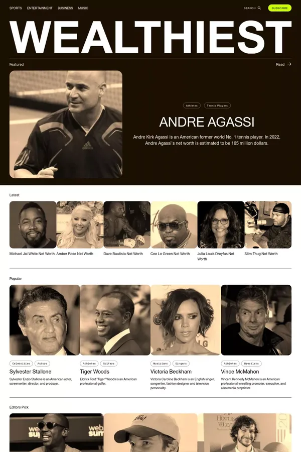 The World's Wealthiest - website design inspiration