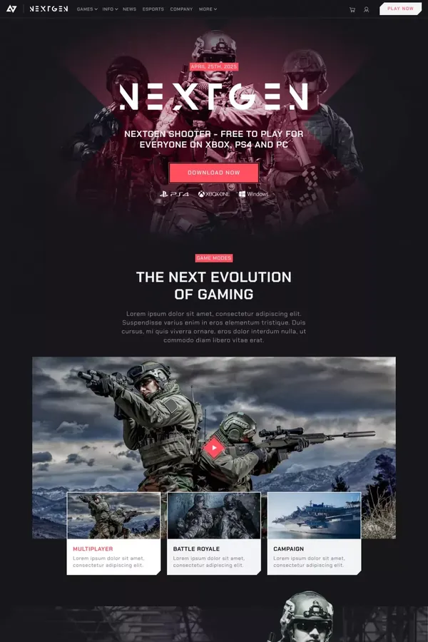 Shooter | Nextgen - Webflow HTML website template