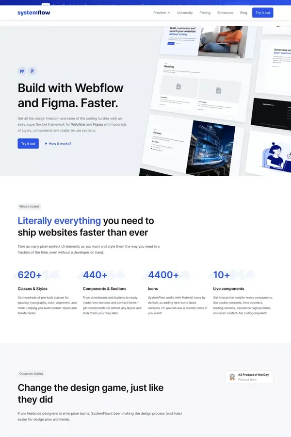 SystemFlow | UI Framework for Webflow & Figma - Landing design inspiration