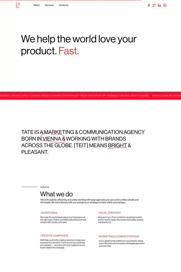 Tate Agency - Landing design inspiration