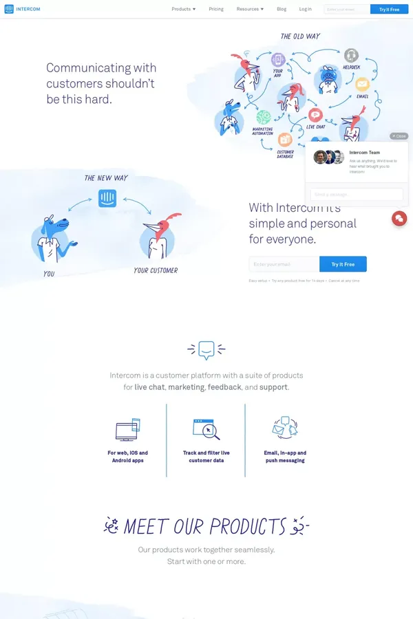 Intercom | Customer Communication Platform - Landing design inspiration