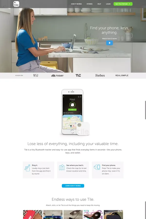Tile - Never Lose Your Keys, Wallet Or Anything Again - Landing design inspiration