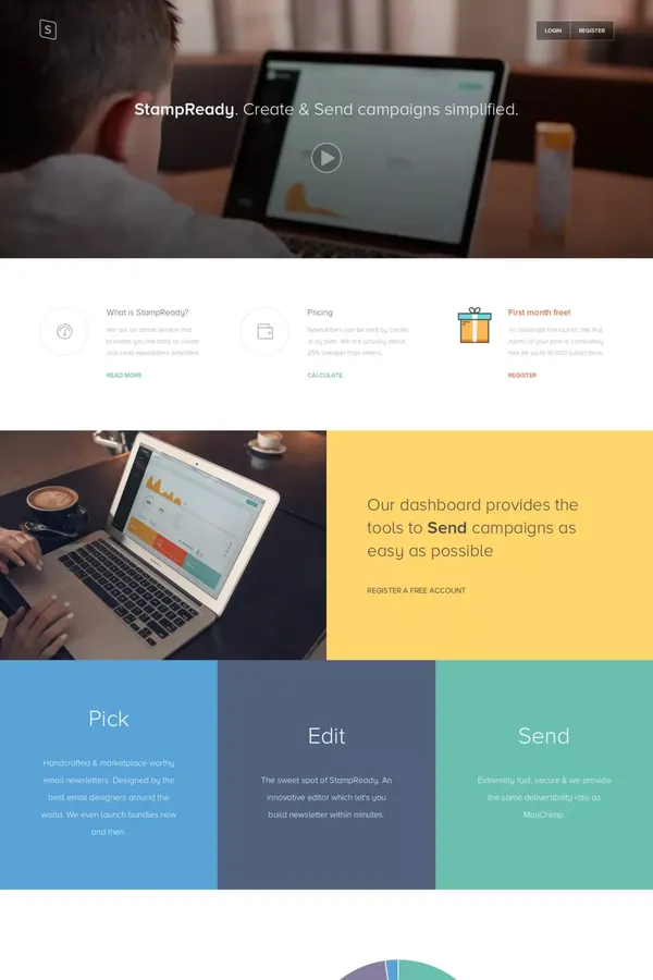 StampReady - Create & Send campaigns simplified. - Landing design inspiration