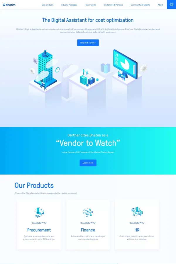 			Dhatim | The digital assistant for cost optimization		 - Landing design inspiration