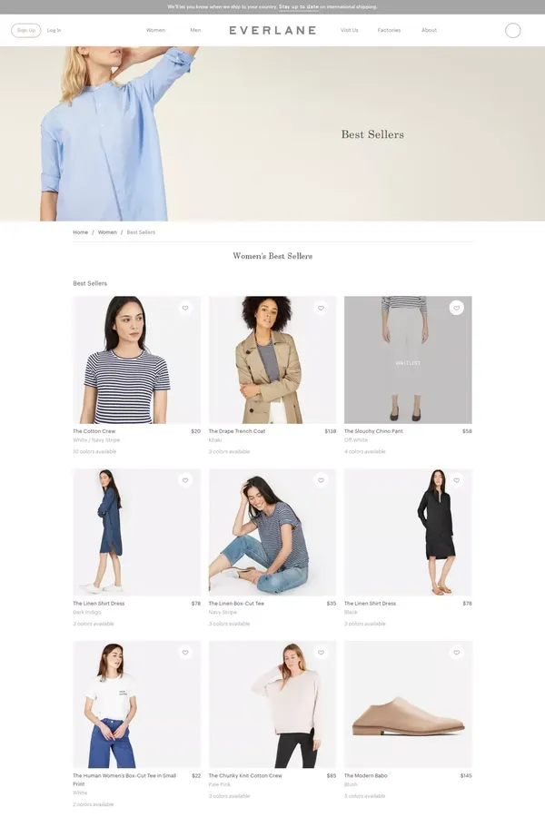 Everlane - Ecommerce design inspiration