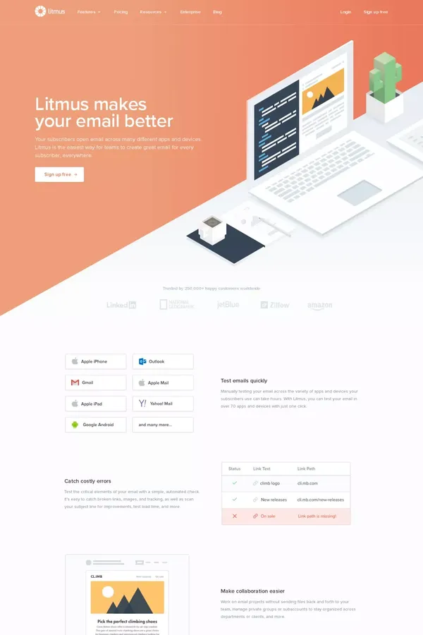 Email Testing and Email Marketing Analytics - Litmus - Landing design inspiration