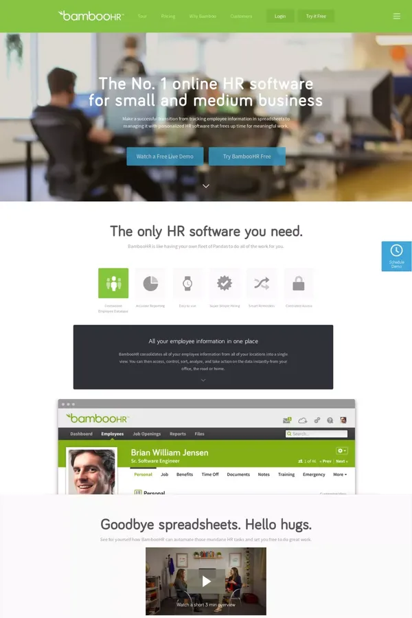 HR Software for Small & Medium Businesses | BambooHR - Landing design inspiration