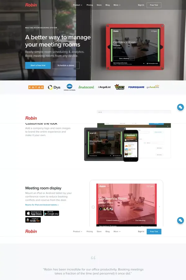 Meeting room booking system made easy - Robin - Landing design inspiration