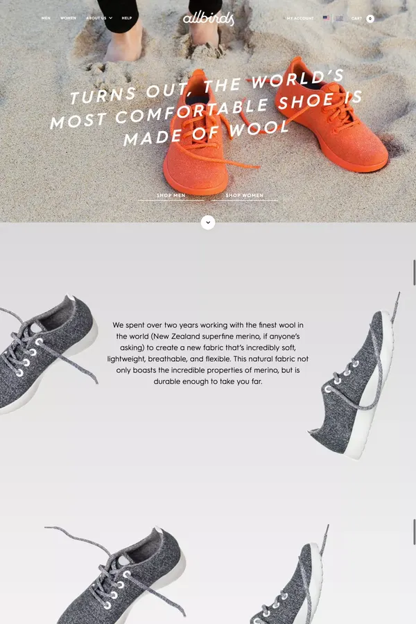 Allbirds - Landing design inspiration