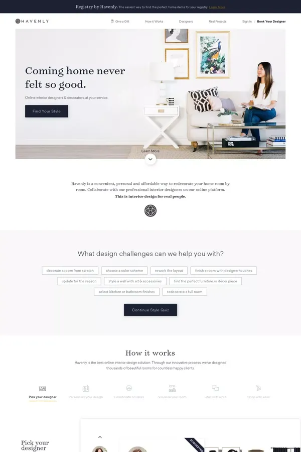 Havenly - Effortless Online Interior Design & Decorating Services - Landing design inspiration