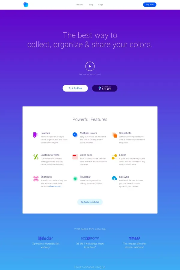 Sip for Mac - Landing design inspiration