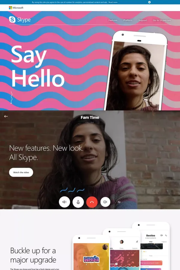 Skype | Free calls to friends and family - Landing design inspiration