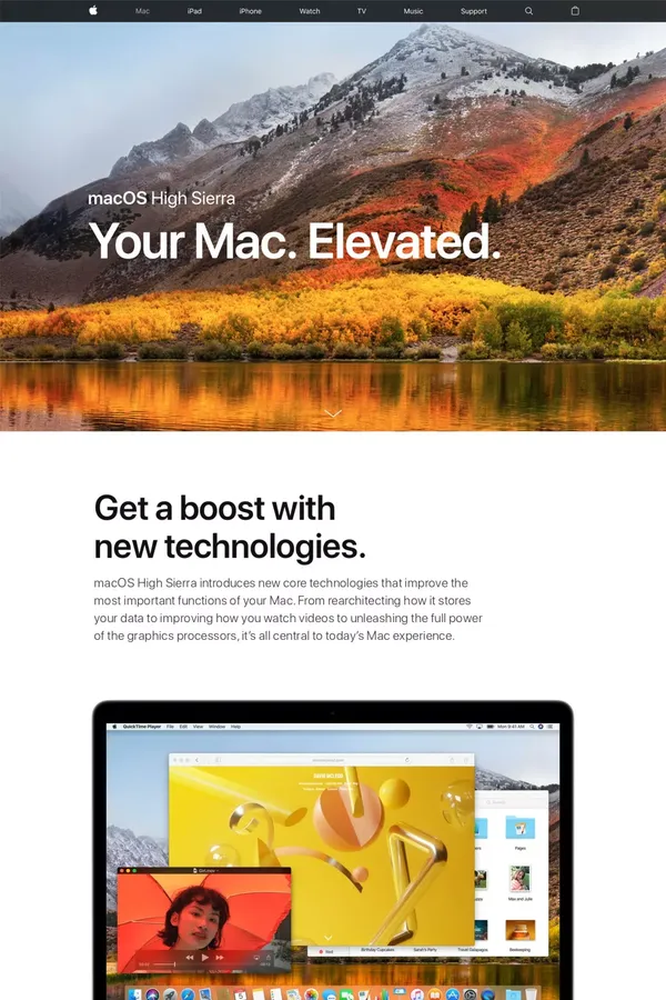 macOS High Sierra Preview - Apple - Landing design inspiration
