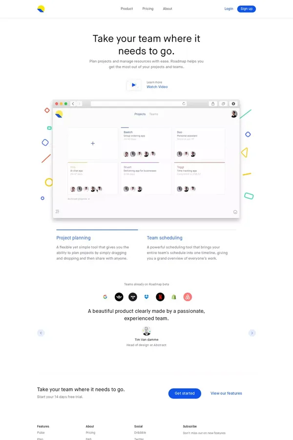Roadmap | A Project Forecasting App for Teams - Landing design inspiration