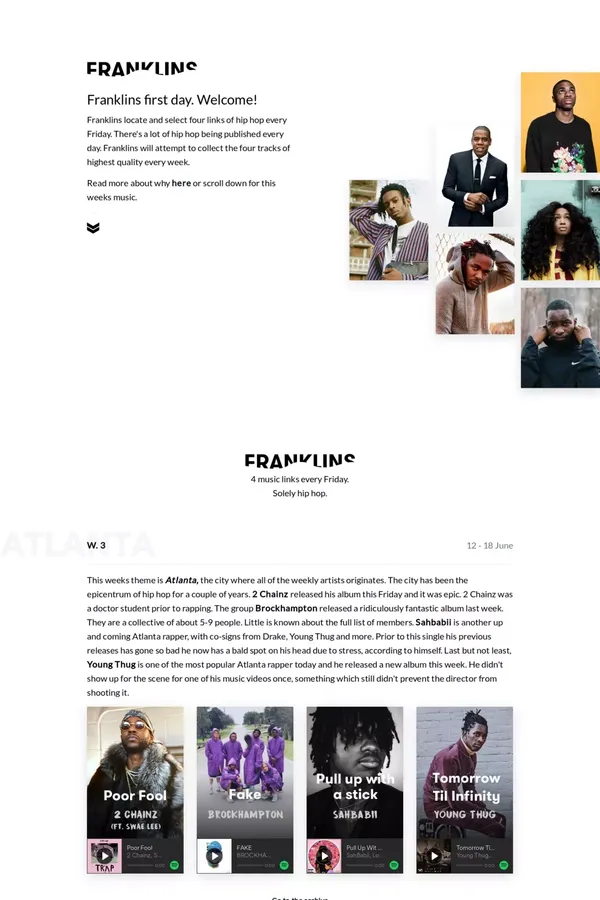 Franklins Weekly - website design inspiration